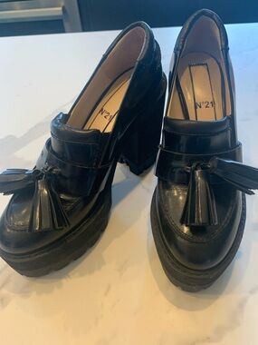 No21 leather Block heel platform shoes